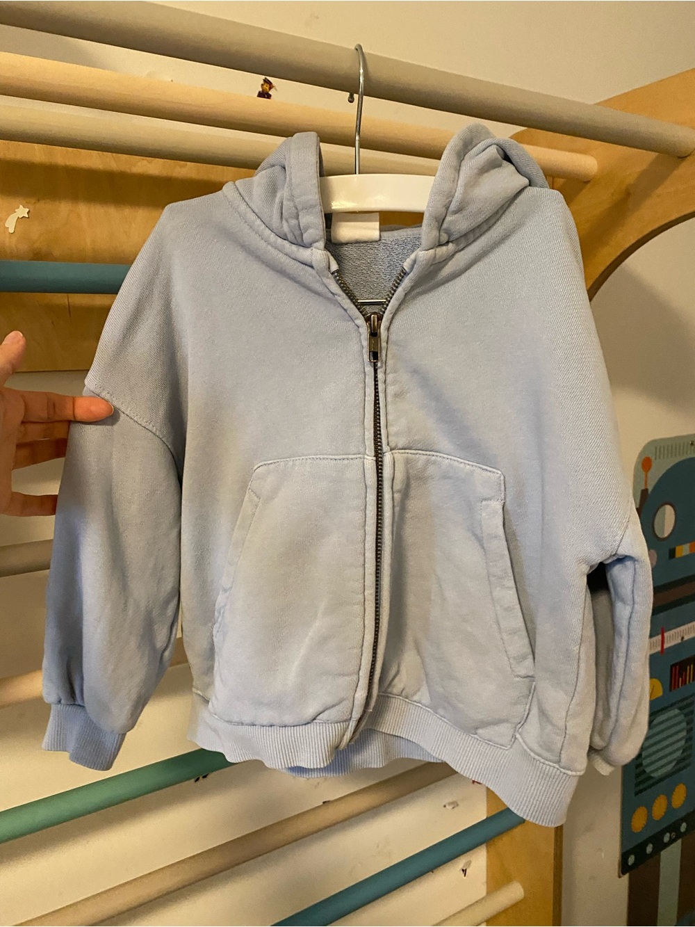 Zara Kids Boys Pale Blue Hooded Zip-Up Sweatshirt